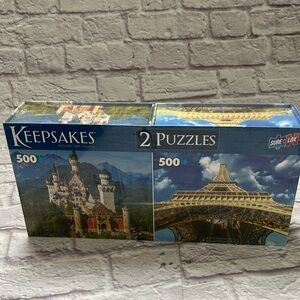 Keepsakes 500 piece set of two puzzles Eiffel Tower & Neuschwanstein